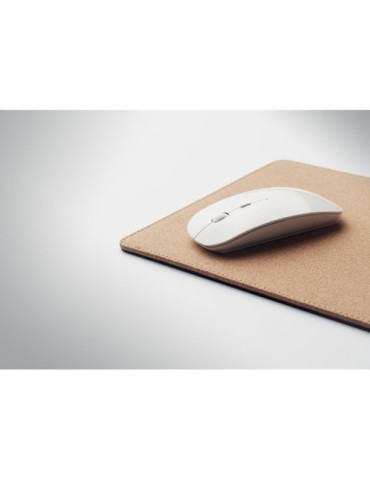Tapis de souris chargeur sans fil  en liège personnalisé Matty Matières : papier Couleurs : beige impression haute définition