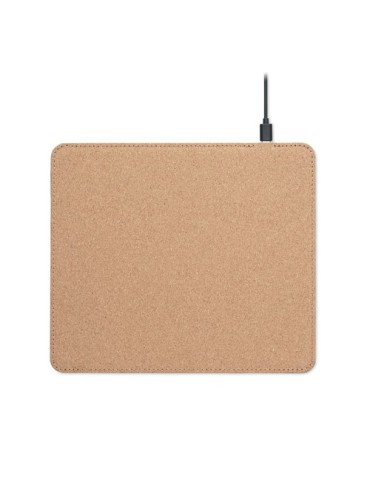 Tapis de souris chargeur sans fil  en liège personnalisé Matty Matières : papier Couleurs : beige marquage laser ultra précis