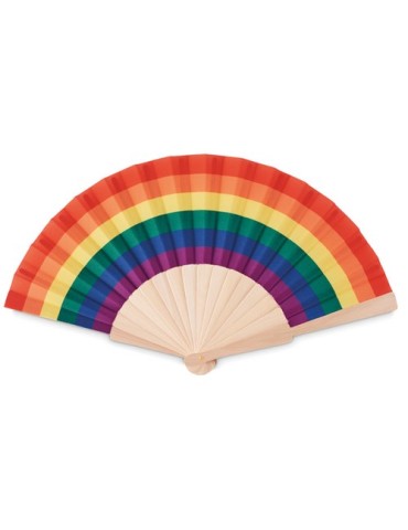Éventail en bois personnalisé arc-en-ciel publicitaire BOWFAN
