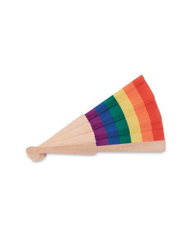Éventail en bois personnalisé arc-en-ciel publicitaire BOWFAN cadeau entreprise pas cher