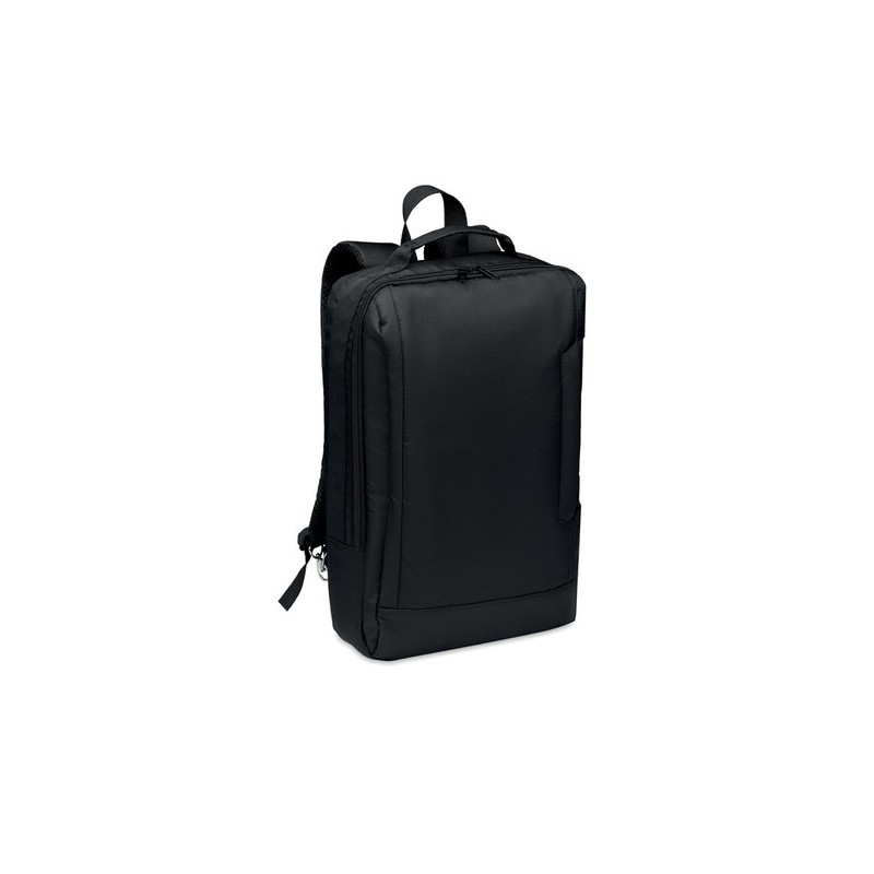 Sac à dos ordinateur  personnalisable 300D RPET - SINGAPORE Matières : PET Couleurs : noir