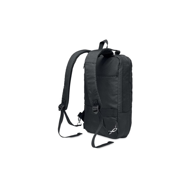 Sac à dos ordinateur  personnalisable 300D RPET - SINGAPORE Matières : PET Couleurs : noir personnalisable avec votre logo