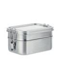 Boîte à lunch isotherme en acier inox personnalisée DOUBLE CHAN Matières : acier inoxydable Couleurs : argenté mat
