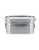 Boîte à lunch isotherme en acier inox personnalisée DOUBLE CHAN Matières : acier inoxydable Couleurs : argenté mat cadeau entrep
