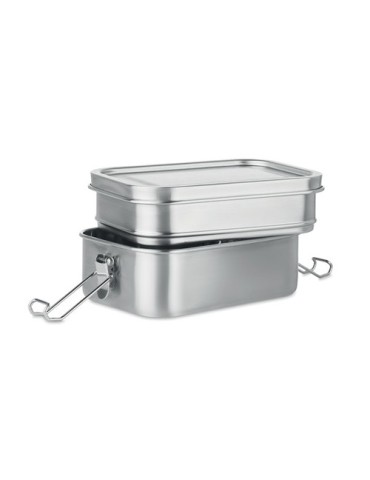 Boîte à lunch isotherme en acier inox personnalisée DOUBLE CHAN Matières : acier inoxydable Couleurs : argenté mat marquage lase