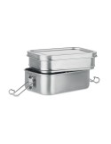 Boîte à lunch isotherme en acier inox personnalisée DOUBLE CHAN Matières : acier inoxydable Couleurs : argenté mat marquage lase