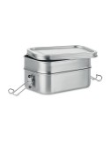 Boîte à lunch isotherme en acier inox personnalisée DOUBLE CHAN Matières : acier inoxydable Couleurs : argenté mat personnalisat