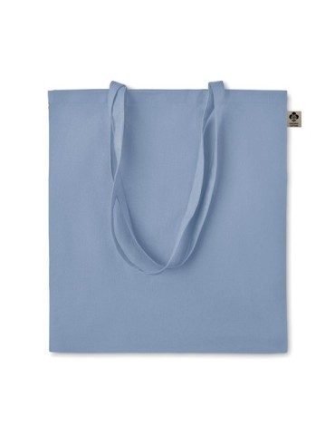 Sac shopping  en coton organique ZIMDE COLOUR Matières : coton biologique Couleurs : bleu bébé marquage laser ultra précis