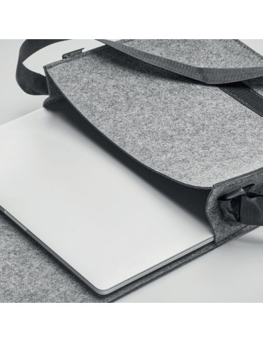 Sac messager  en feutre RPET personnalisable BAGLO Matières : PET recyclé Couleurs : gris 2