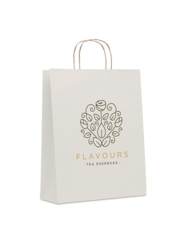 Sac en papier grand format personnalisé - PAPER TONE L Matières : papier recyclé Couleurs : blanc cadeau affaires élégant