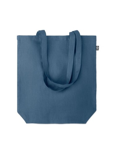 Sac shopping  en chanvre personnalisé pas cher - NAIMA TOTE Matières : chanvre Couleurs : bleu marquage laser ultra précis
