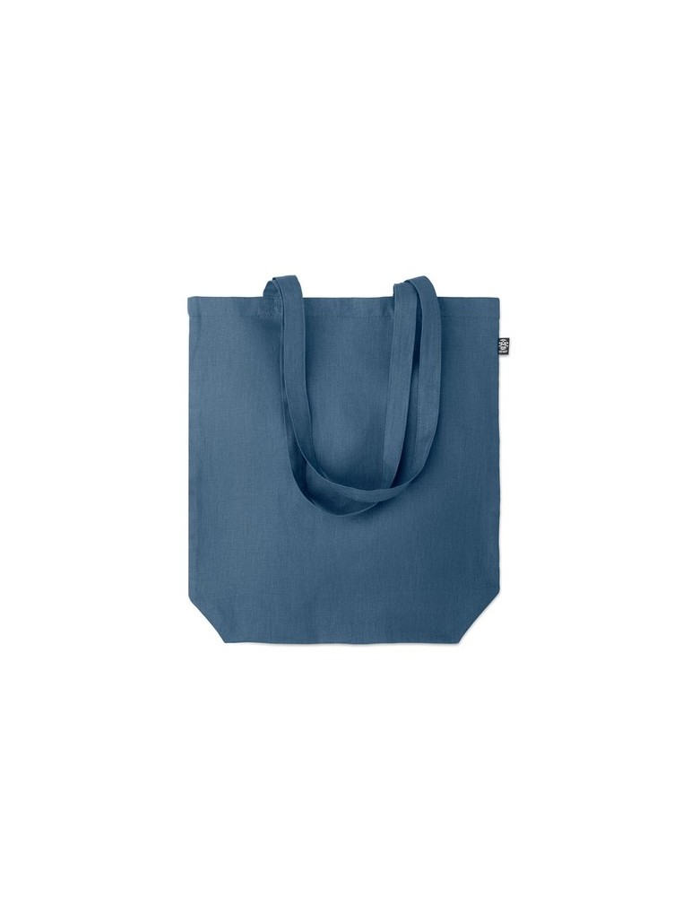 Sac shopping  en chanvre personnalisé pas cher - NAIMA TOTE Matières : chanvre Couleurs : bleu marquage laser ultra précis