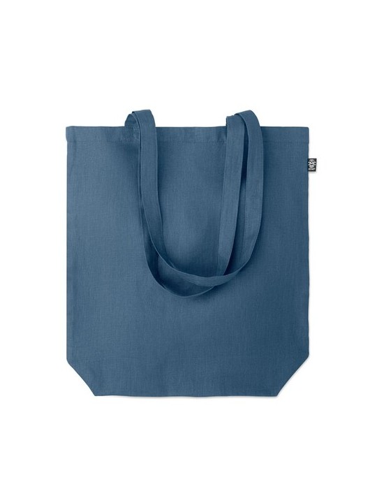 Sac shopping  en chanvre personnalisé pas cher - NAIMA TOTE Matières : chanvre Couleurs : bleu marquage laser ultra précis