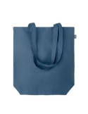 Sac shopping  en chanvre personnalisé pas cher - NAIMA TOTE Matières : chanvre Couleurs : bleu marquage laser ultra précis