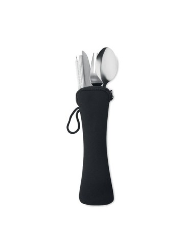Couverts réutilisables en acier inoxydable - 5 pièces pratiques Matières : acier inoxydable Couleurs : noir accessoire événement