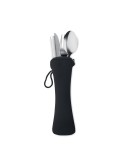 Couverts réutilisables en acier inoxydable - 5 pièces pratiques Matières : acier inoxydable Couleurs : noir accessoire événement