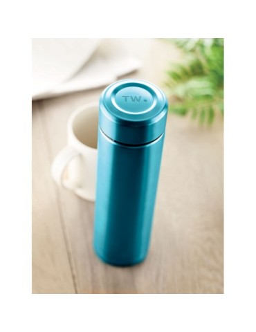 Gourde Isotherme Personnalisable Double Paroi 425 ml - PATAGO Matières : acier inoxydable Couleurs : turquoise impression logo h