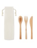 Set de Couverts Réutilisables en Bambou Personnalisé SETBOO Matières : bambou Couleurs : beige personnalisable avec votre logo