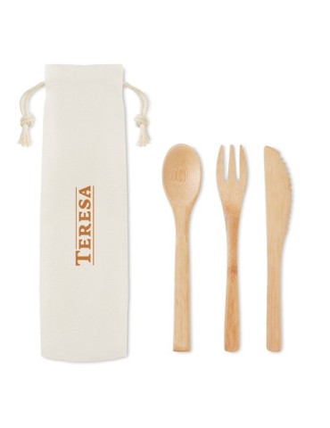 Set de Couverts Réutilisables en Bambou Personnalisé SETBOO Matières : bambou Couleurs : beige goodies publicitaire événementiel