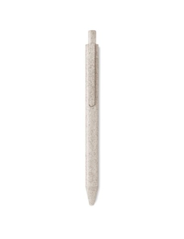 Stylo poussoir  en blé paille PP - PECAS Matières : polypropylène (PP) Couleurs : beige cadeau entreprise pas cher
