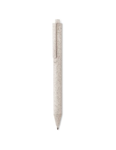 Stylo poussoir  en blé paille PP - PECAS Matières : polypropylène (PP) Couleurs : beige personnalisation rapide en France