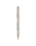 Stylo poussoir  en blé paille PP - PECAS Matières : polypropylène (PP) Couleurs : beige impression logo haute qualité