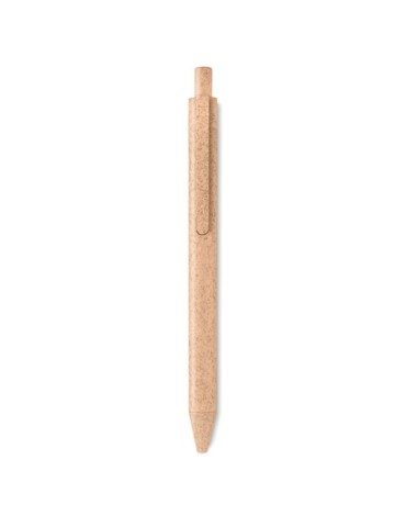Stylo poussoir  en blé paille PP - PECAS Matières : polypropylène (PP) Couleurs : orange marquage laser ultra précis
