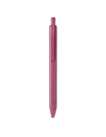 Stylo poussoir  en blé paille PP - PECAS Matières : polypropylène (PP) Couleurs : rouge goodies publicitaire événementiel