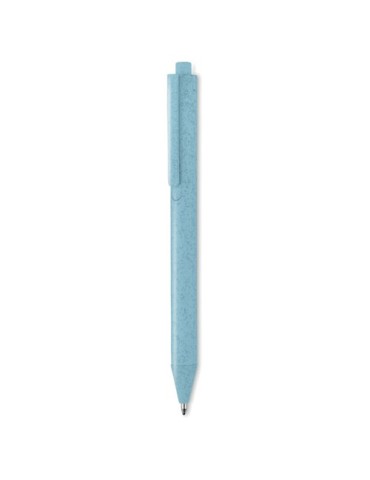 Stylo poussoir  en blé paille PP - PECAS Matières : polypropylène (PP) Couleurs : bleu goodies entreprise design
