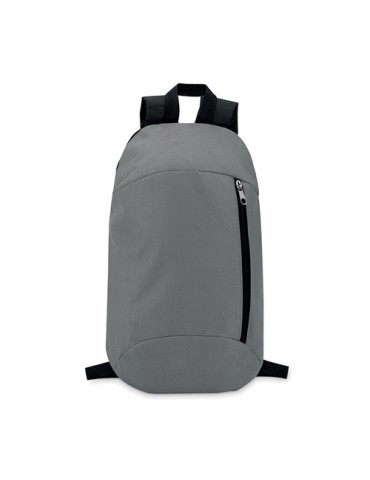 Sac à dos personnalisable  avec poche frontale - TIRANA Matières : PET Couleurs : pierre personnalisable avec votre logo