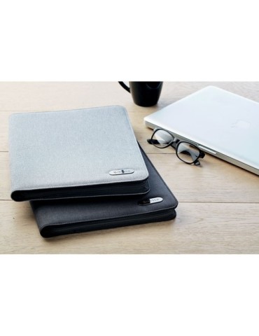 Conférencier A4 Bicolore Pratique et Élégant Personnalisé - NOTES FOLDER Matières : papier Couleurs : gris objet promotionnel éc
