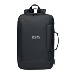 Sac à dos ordinateur  personnalisable 300D RPET - SINGAPORE Matières : PET Couleurs : noir marquage laser ultra précis
