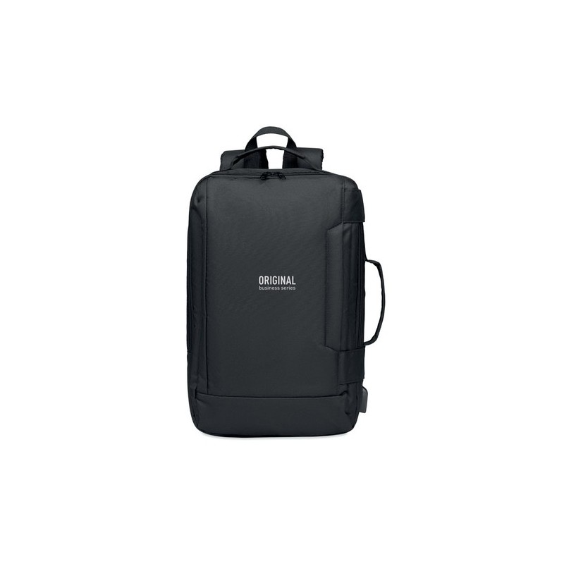 Sac à dos ordinateur  personnalisable 300D RPET - SINGAPORE Matières : PET Couleurs : noir marquage laser ultra précis