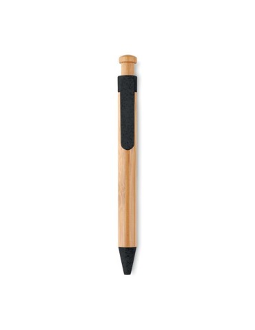 Stylo  en bambou, paille de blé et ABS - Toyama Matières : bambou Couleurs : noir