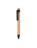 Stylo  en bambou, paille de blé et ABS - Toyama Matières : bambou Couleurs : noir cadeau collaborateur premium