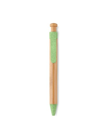 Stylo  en bambou, paille de blé et ABS - Toyama Matières : bambou Couleurs : vert goodies publicitaire événementiel