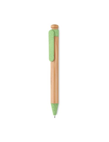Stylo  en bambou, paille de blé et ABS - Toyama Matières : bambou Couleurs : vert livraison express 24h 48h
