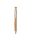 Stylo  en bambou, paille de blé et ABS - Toyama Matières : bambou Couleurs : beige impression haute définition