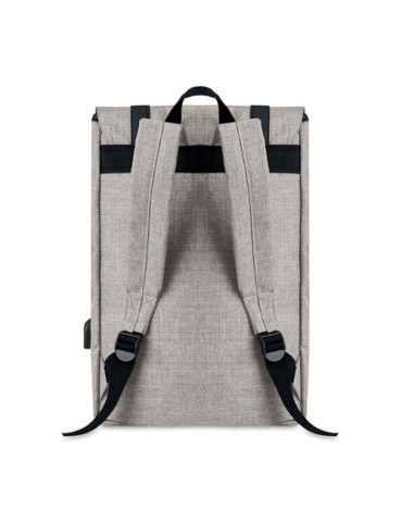 Sac à dos personnalisé en polyester 600D avec USB - RIGA Matières : PET Couleurs : gris cadeau entreprise pas cher