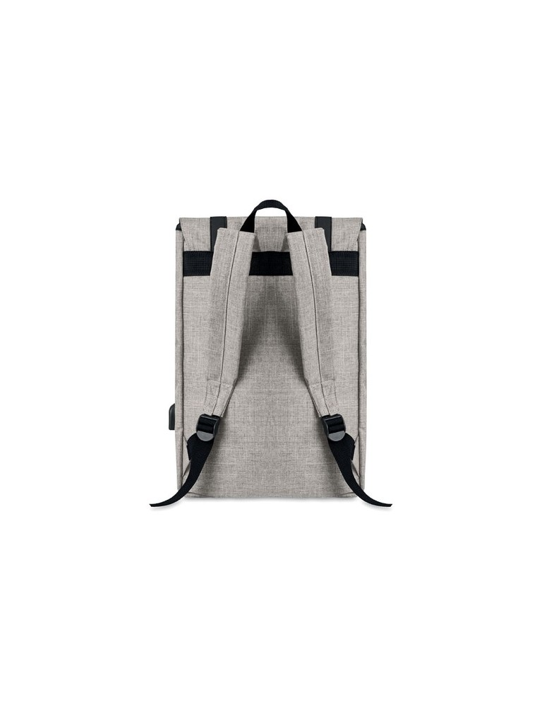 Sac à dos personnalisé en polyester 600D avec USB - RIGA Matières : PET Couleurs : gris cadeau entreprise pas cher