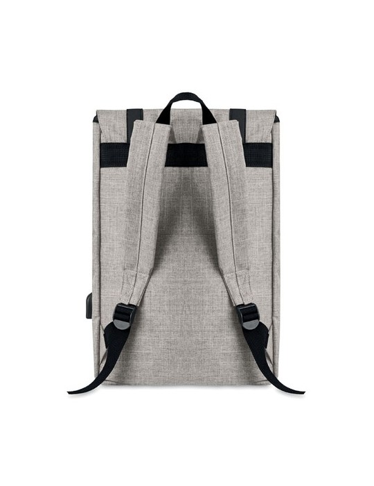 Sac à dos personnalisé en polyester 600D avec USB - RIGA Matières : PET Couleurs : gris cadeau entreprise pas cher