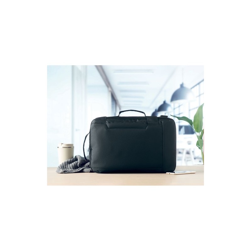 Sac à dos ordinateur  personnalisable 300D RPET - SINGAPORE Matières : PET Couleurs : noir livraison express 24h 48h