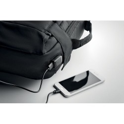 Sac à dos ordinateur  personnalisable 300D RPET - SINGAPORE Matières : PET Couleurs : noir objet promotionnel éco-responsable