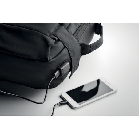 Sac à dos ordinateur  personnalisable 300D RPET - SINGAPORE Matières : PET Couleurs : noir objet promotionnel éco-responsable