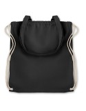 Sac Shopping Éco-responsable Personnalisable à Cordelette MOIRA Matières : coton Couleurs : noir impression haute définition