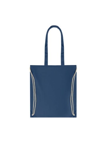 Sac Shopping Éco-responsable Personnalisable à Cordelette MOIRA Matières : coton Couleurs : bleu goodies publicitaire événementi