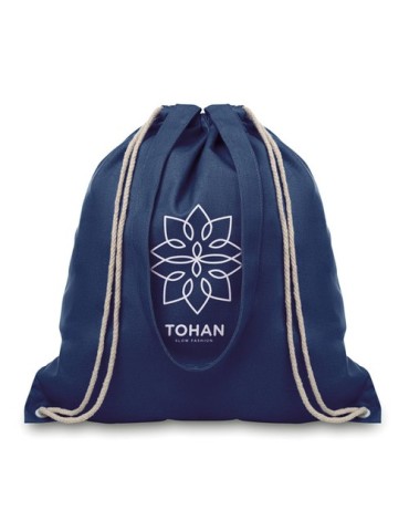 Sac Shopping Éco-responsable Personnalisable à Cordelette MOIRA Matières : coton Couleurs : bleu personnalisation rapide en Fran