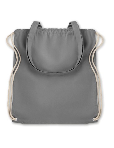 Sac Shopping Éco-responsable Personnalisable à Cordelette MOIRA Matières : coton Couleurs : gris marquage laser ultra précis