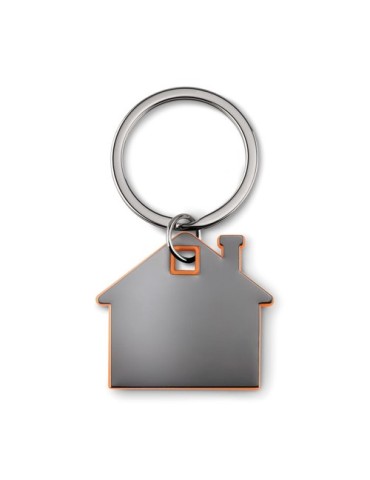 Porte-clés Publicitaire en forme de maison - IMBA Matières : acier inoxydable Couleurs : orange accessoire événementiel unique