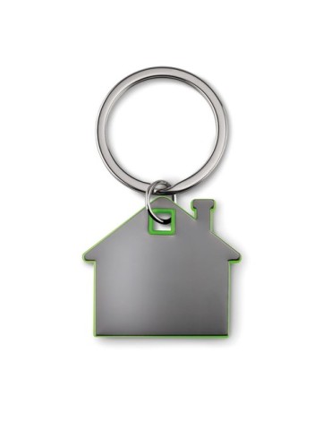 Porte-clés Publicitaire en forme de maison - IMBA Matières : acier inoxydable Couleurs : vert citron personnalisation rapide en 